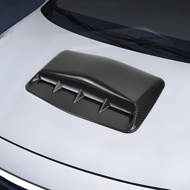 Hbxdeco Car Hood Vents, Decorative Air Flow Intake Hood Scoop Vent Turbo Bonnet Cover, Vehicle Engine Cooling Intake Vent Trim Cover, Universal Exterior Car Accessories Decoration (Carbon Fiber) - Image 1